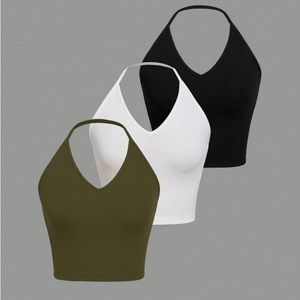 halter tops green , black & white